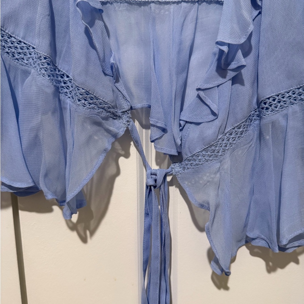 ASOS Light Blue Ruffle Blouse - Picture 3 of 5